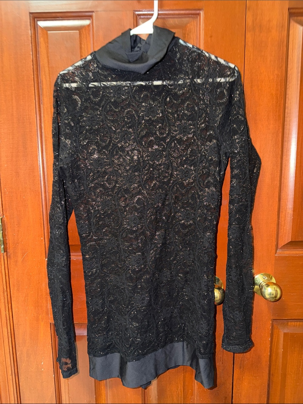 4 Alexandra Black Lace Long-Sleeve Turtleneck Dance Costumes